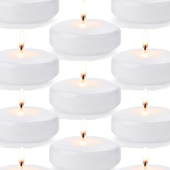 36 Pack White Floating Candles 3 inch Unscented and Non-Dripless Wax Burning ... - Picture 1 of 9